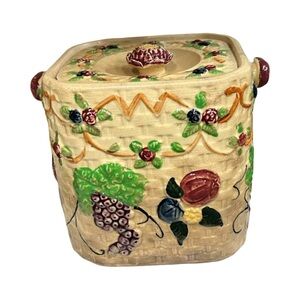 Vintage Floral Ceramic Storage Jar